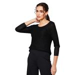 CODE by Lifestyle Women Black Polyester Regular Fit Solid Top Flat Knit_8