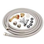 Klabb Stainless Steel Dishwasher Hose Kit (10 Ft) Burst Proof Water Supply Line Leak-Free Hose and Tee Stop Valve,Easy Setup,dishwasher water supply line 3/8" Comp x 3/8" Elbow Included All Fittings