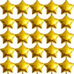 25pcs Star Balloons 18In Star Shape Mylar Helium Balloons for Birthday Party,Wedding,Graduation,Baby Shower,Bridal Shower,Anniversary Party Decorations (Gold)