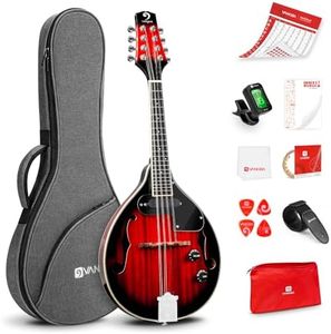 Vangoa Mandolin Musical Instrument A Style Acoustic Electric Mandolin Instrument, 8 Strings Mahogany Mandolin for Beginner Adults Teens, Cherry Red