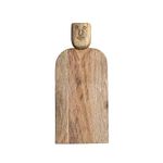 Creative Co-Op Large Hand-Carved Mango Wood Slicer Face Handle Design and Combed Finish, Natural Cheese and Cutting Board