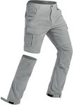 Men's Hiking Convertible Pants Water Resistant Quick Dry Lightweight Zip Off Stretch Outdoor Fishing Pants Light Grey 32W x 34L