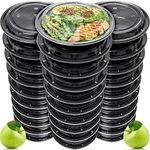 Hyper Mart Meal Prep Round Plastic Containers Reusable BPA Free Food Containers with Airtight Lids - Microwavable, Freezer and Dishwasher Safe - Stackable Salad Bowls - [10 Pack, 24oz, 710ml]