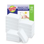 Scotch-Brite Magic Easy Eraser Sponge, Melamine Cleaner, Value Pack of 12 Pads - Removes Stains From Walls, Shoes, Sinks & More without Chemicals, White (NB03AA)