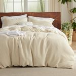 Bedsure Cooling Waffle Duvet Cover King - Cotton Blend Rayon Derived from Bamboo Duvet Cover Ser for Hot Sleepers, Breathable Bedding Set with a Vintage Charm, 3 Pieces (Beige, King, 104"x90")