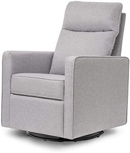 DaVinci Gabby Pillowback Swivel Glider in Polyester, Misty Grey, Greenguard Gold & CertiPUR-US Certified