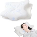 RUMMY Cervical Memory Foam Ergonomic Neck Pillow Removable Washable pillowcase, for Orthopedic Sleeping Neck Pain and Stomach Sleepers(Ivory white,62x35x13cm)