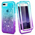 Ruky for iPhone 7 Plus Case, iPhone 8 Plus Case, Full Body Clear Glitter Liquid Bling Cover with Built-in Screen Protector Shockproof Women Case for iPhone 6 Plus 6s Plus 7 Plus 8 Plus (Aqua)