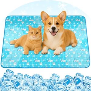 Aisuowa Tapis Rafraîchissant Chien et Chat, Tapis Fraicheur Chienavec Gel Solide Non Toxique,Durable,Imperméable, Couverture Rafraichissante Chiens pour L'été