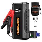 ASPERX 2000A Jump Starter Power Pack(8.0L Gas or 6.5L Diesel), Car Battery Booster Jump Starter with Jump Leads, LED Flashlight & LCD Display, Jump Pack for 12V Vehicles Pickup SUV Motorcycle Van