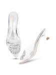 JM LOOKS Comfortable and Stylish Kitten Heels Transparent Upper Sandals For women and Girls (Silver)