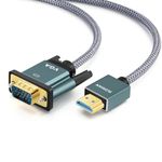 SLDXIAN HDMI to VGA (Male to Male) Cable, Aluminum alloy shell Nylon Braided & Gold-Plated Support 1080P Compatible with Computer, Desktop, Laptop, PC, Monitor, Projector (1M)