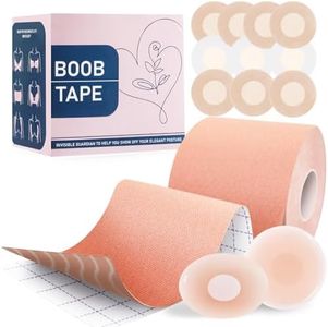 LOYAL BOOK Boob Tape Boobytape For Breast Lift with 1Boobtape 2pcs Nipple Covers Silicone 10pcs Disposable Nipple Pasties (2''round) Beige