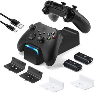 KEKUCULL Dual Dock Charging Station Compatible with Xbox Series X/S, Xbox One/One X/One S Controllers, Efficient Xbox Controller Charger with 2 * 1100mah Rechargeable Controller Battery Packs(Black)