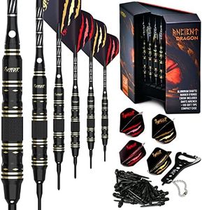 IgnatGames Darts Plastic Tip Sets - Soft Tip Darts for Electronic Dartboard - Plastic Tip Darts Set with Aluminum Shafts, O'rings, 100 Dart Tips and 16 Flights + Darts Wrench + Innovative Case