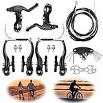 ICOUVA 1 Pairs Bike Brakes,Universal Complete V Bike Brakes Set, Mountain Bike Replacement for Most Bicycle,Road Bike Brakes Cables with Front Back Wheels Bike Brake Levers and All Fixings