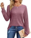 Jescakoo Fall Clothes Women Trendy 2024 Long Sleeve Tunic Tops Casual Light Pullover Sweaters Purple L