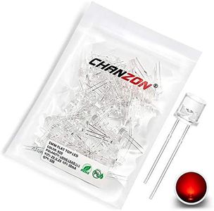 Chanzon 100 pcs 5mm Red Flat Top LED Diode Lights (Clear Transparent Lens) Bright Lighting Bulb Lamps Electronics Components Indicator Light Emitting Diodes