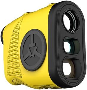 TecTecTec KLYR Golf Rangefinder with Slope, Belt Clip, Magnetic Holder. Laser Range Finder with Latest Optics, high end case, Golf Ball Marker with Magnet. (Yellow)