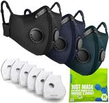 BASE CAMP Upgrade M Plus Dust Mask, Reusable Respirator Mask for Woodworking, Face Protection with 99.9% Effective Carbon Filters for Construction, Landscaping, Sanding, Painting, Pollution