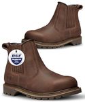 V12 Rawhide Chelsea Boots for Men - Steel Toe Cap Boots with Heat-Resistant Sole & Pierce-Resistant Midsole - Brown, Size UK 10