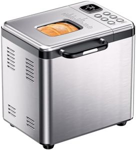 Bread Maker, 2LB Stainless Steel Bread Machine, 17-in-1 Automatic Settings, Non-Stick Pan, Beginner-Friendly Controls, Easy to Clean, Low Noise, High Success Rate for Homemade Bread