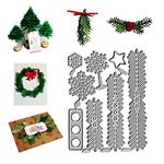 Christmas Wreath Pine Leaves Cutting Dies,Snowflake Star Die Cuts Metal Embossing Stencils Template Mould for Card Scrapbooking and DIY Craft Album Paper Card Decor