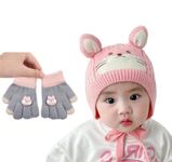 REFFER Baby Winter caps Unisex Beanie fit for 6 Months to 3 Years Old Toddler Baby Woolen Winter Caps for Kids Boy's and Girl's Free Size (Pink caps + Gloves Set 1_to_3_Years)