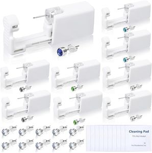 10 Packs Self Ear Piercing Kit, Evatage Home Piercing Kit Disposable Ear Piercing Gun Kit with 5mm Stainless Steel Earring Studs for Beginner Pierce Your Own Ears