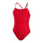 Speedo Women's Eco Endurance+ Thinstrap 1 Piece Swimsuit | Athletic Fit | Classic Design| Recycled Fabric | Chlorine Resistant | Extra Flexibility, Fed Red, 26