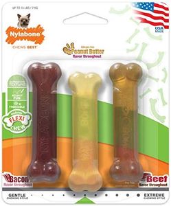 Nylabone FlexiChew Moderate Dog Toys Triple Pack Bacon, Peanut Butter & Beef X-Small/Petite (1 Count)