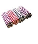 G 1 Kitchen Duster Wet Dry Cotton Cleaning Cloth/Mop Dish Towels, Cotton Checkered Pattern, Set of 4, Multi-Colour, 16 x 24 Inch