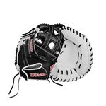 Wilson 2024 A1000® CM33 33” Fastpitch Softball Catcher’s Mitt - White/Black/Red, Right Hand Throw