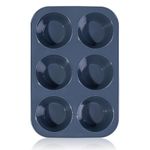 Deep and Jumbo Muffin Tray 6 Cup Large Silicone Muffins Pan, Non-Stick Giant Cupcake Tin, Silicon Bakeware, Baking Case, Baking Mould for Yorkshire Pudding, Bun, Cupcakes, 27.8 x 19 x 5 cm (Grey)