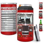 wowcugi Firefighter Gift 4-in-1 Can Cooler For Firefighter 16oz Stainless Steel Insulated Tumblers Cup Fireman Gifts For Men Fire Fighter Firefighters Gift For Dad Boyfriend Husband