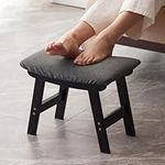 Foot Stool,Ottoman and Footstool,Small Sofa Foot Rest,Bamboo Foot Stool Under Desk,Extra Seating for Living Room, Bedroom and Kitchen (Black Stool Legs - Gray Surface)