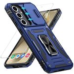 AMILIFECASES for Samsung Galaxy S24 FE Case, [Built-in Slide Camera Cover & Rotatable Kickstand][1 * 9H Screen Protectors] Military Grade Shockproof Anti-Scratch Samsung S24 FE Case - Blue