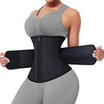 FeelinGirl Waist Trainer for Women Latex Underbust Waist Cincher Postpartum Girdle Black