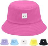 Kids Sun Hat Smile Face Bucket Hat for Girls Boys Summer Sun Protection Cotton Unisex Beach Cap