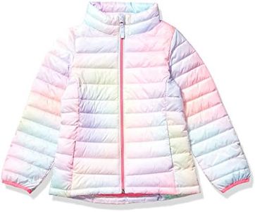 Amazon Essentials Girls' Lightweight Water-Resistant Packable Mock Puffer Jacket, Pink Ombre, X-Small