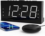 ROCAM Alarm Clock for Bedroom for Heavy Sleepers, Hard of Hearing, Deaf, Dual Alarm Clock with Bed Shaker, Extra Loud Vibrating Clock 7.5 Large LED Display with 5 Dimmer, USB Charger (White)