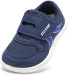 Toddler Wide Toe Box Shoes Boys Barefoot Shoe Boy Sneakers Kids Tennis Shoes Preschool Non Slip Lightweight Comfortable First Walking Running Outdoor Activities Navy White Infant Size 4
