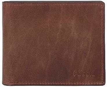 Fossil Men's RFID Blocking Leather Derrick Passcase Wallet, Brown, One Size