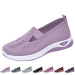 Orthopedic Shoes for Women UK Knit Mesh Lightweight Slip On Walking Shoes Ladies Summer Wide Fit Trainers Arch Support Slip On Foam Shoes Sport and Outdoor Sneakers Running Hiking