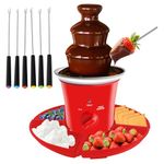 MINI Chocolate Fountain Machine Small Electric Chocolate Fondue Fountain Machine for Party for Candy Butter Cheese (Red)