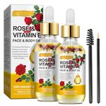 Vitamin E Oil for Skin, Face, Hair and Nail Cuticles, Rosehip Oil for face, Vitamin e Oil for Skin, Soothing Skin, Dry Skin, Wrinkles, Uneven Skin Tone, Scars Plant Extract, 60ml （2 Pack）