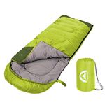 Sleeping Bag 3 Seasons (Summer, Spring, Fall) Warm & Cool Weather - Lightweight,Waterproof Indoor & Outdoor Use for Kids, Teens & Adults for Camping Hiking, Backpacking and Survival (Green)