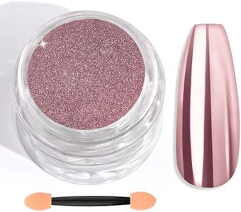 SAVILAND Rose Gold Chrome Nail Powder - 1g Metallic Mirror Effect Rose Gold Chrome Powder for Nails, Professional Gel Polish Chrome Powder Nail Glitter Manicure Pigment for Nail Art Design Home DIY