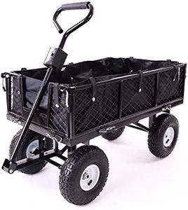 Garden Dump Cart with Heavy Duty Steel Frame,10 Inch Pneumatic Tires Maximum Load Capacity of 300 Kg (Black), Garden Trolley Cart, Camping Cart, Wagon Cart, Beach Trolley, Outdoor Cart, Beach Wagon