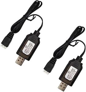 MMOBIEL 2 Pcs USB Charger Cable LED Indicator Compatible with 800mA 2S 7.4V LiPo Batteries for RC Drones/Quadcopter/Vehicles with XH-3P Connector